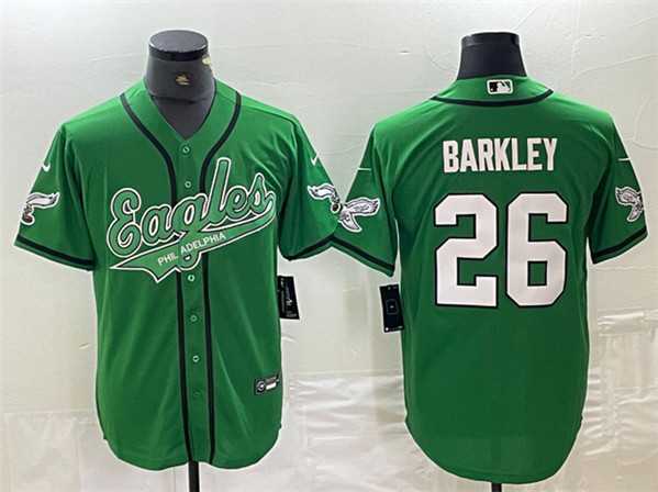 Men's Philadelphia Eagles #26 Saquon Barkley Green Cool Base Stitched Baseball Jersey,We sell and wholesale Men's Philadelphia Eagles #26 Saquon Barkley Green Cool Base Stitched Baseball Jersey on line form chian!